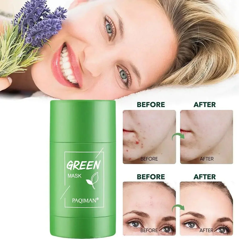 Hot Green Tea Solid Cleansing Mask - Acne & Blackhead Remover, Hydrating Mud Mask