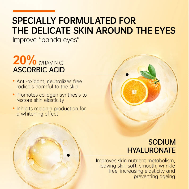 20% Vitamin C Brightening Anti Dark Eye Serum - Reduce Dark Circles, Puffiness, and Fine Lines