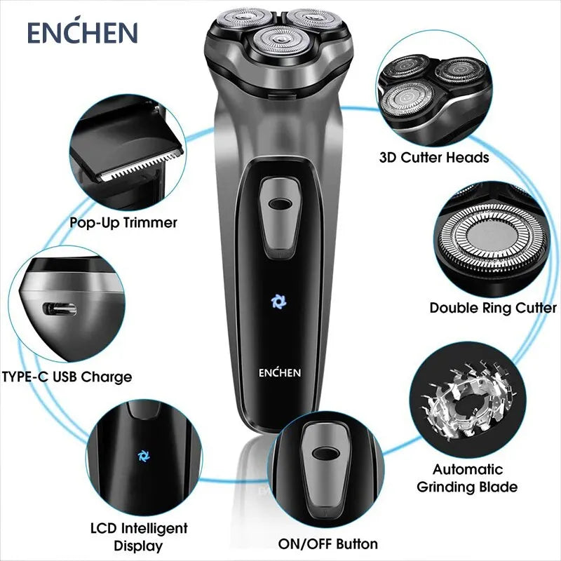 Electrical Rotary Shaver for Men with 3D Floating Blade