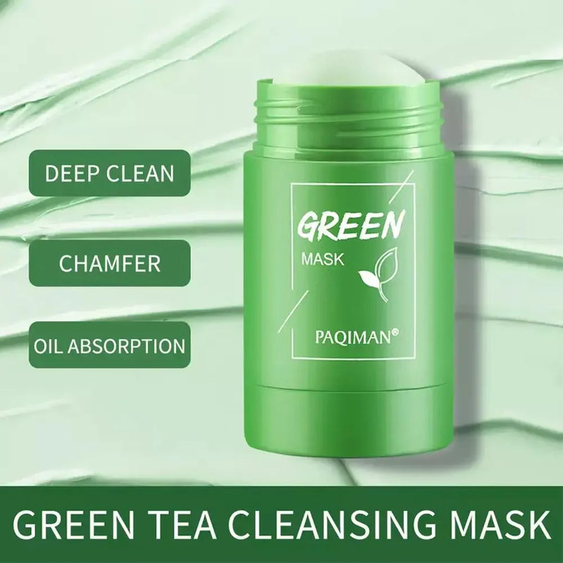 Hot Green Tea Solid Cleansing Mask - Acne & Blackhead Remover, Hydrating Mud Mask