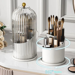 360° Rotating Makeup Organizer - Luxury Brush Holder with Lid