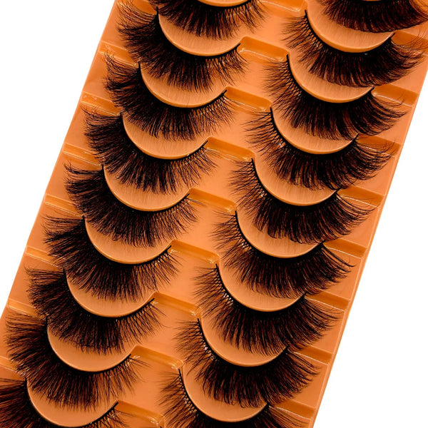 Get Ready to Slay with 8D Cat-Eye Fluffy Faux Mink Lashes, 8D Wispy Lashes 10Pairs Pack - Limited Time Offer!