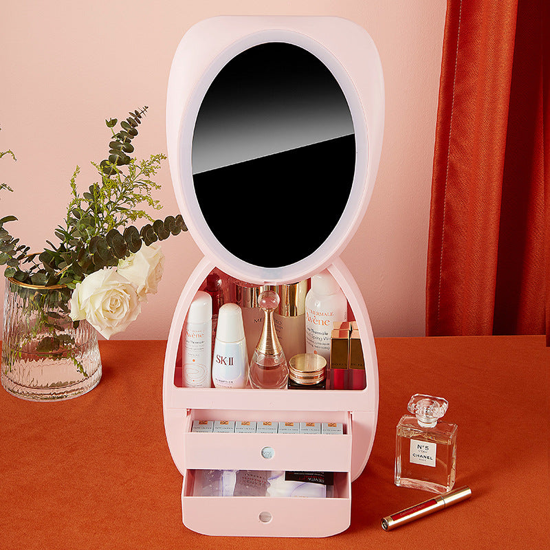 Storage Box With Light Makeup Mirror Dressing Table